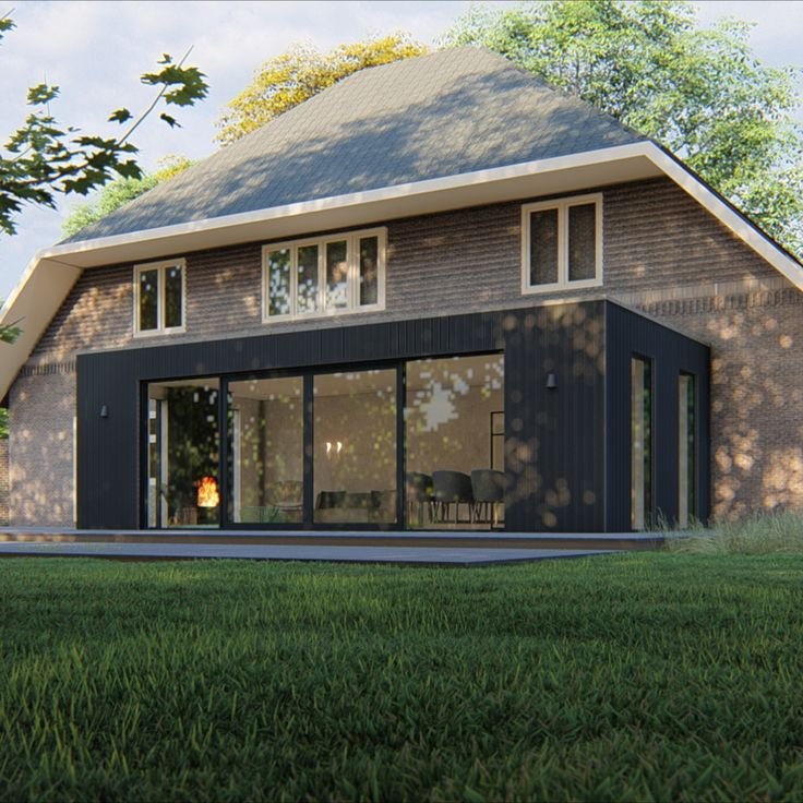 Landelijke zwarte luxe houten bijgebouw